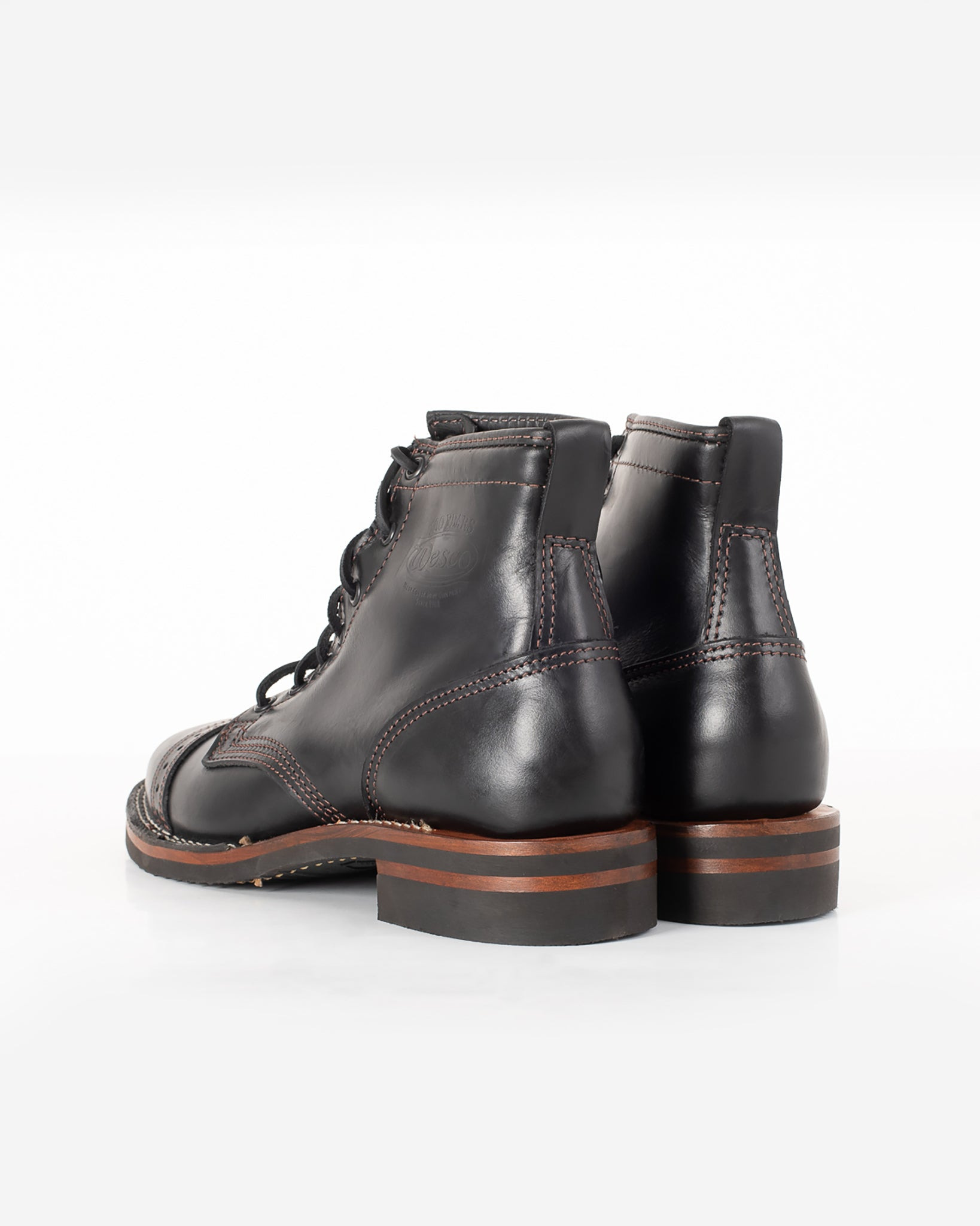 IHWE-GLMN-BLK Iron Heart Int'l x Wesco® - 7" Domain Toe Cap Boot - Black Tie. The "Guildsman" - 6