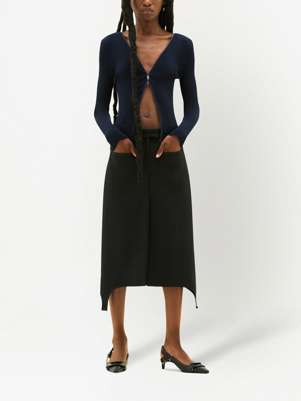 twill suspenders midi skirt - 2
