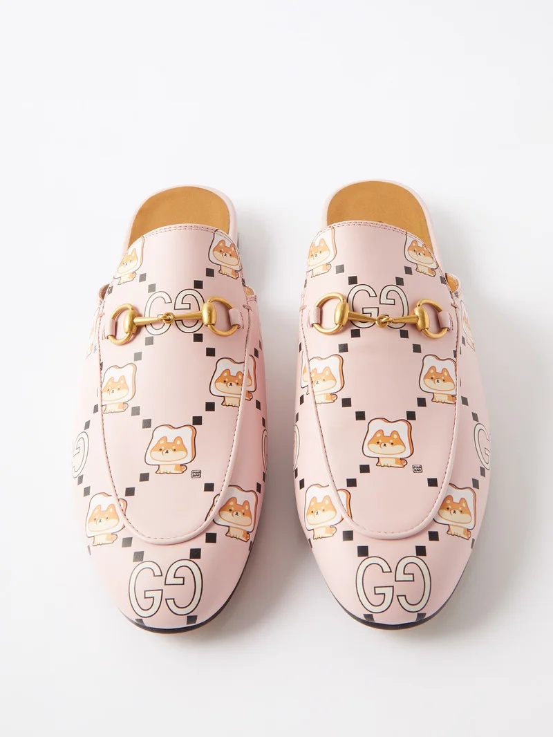 GUCCI X Pikarar Kawaii leather backless loafers