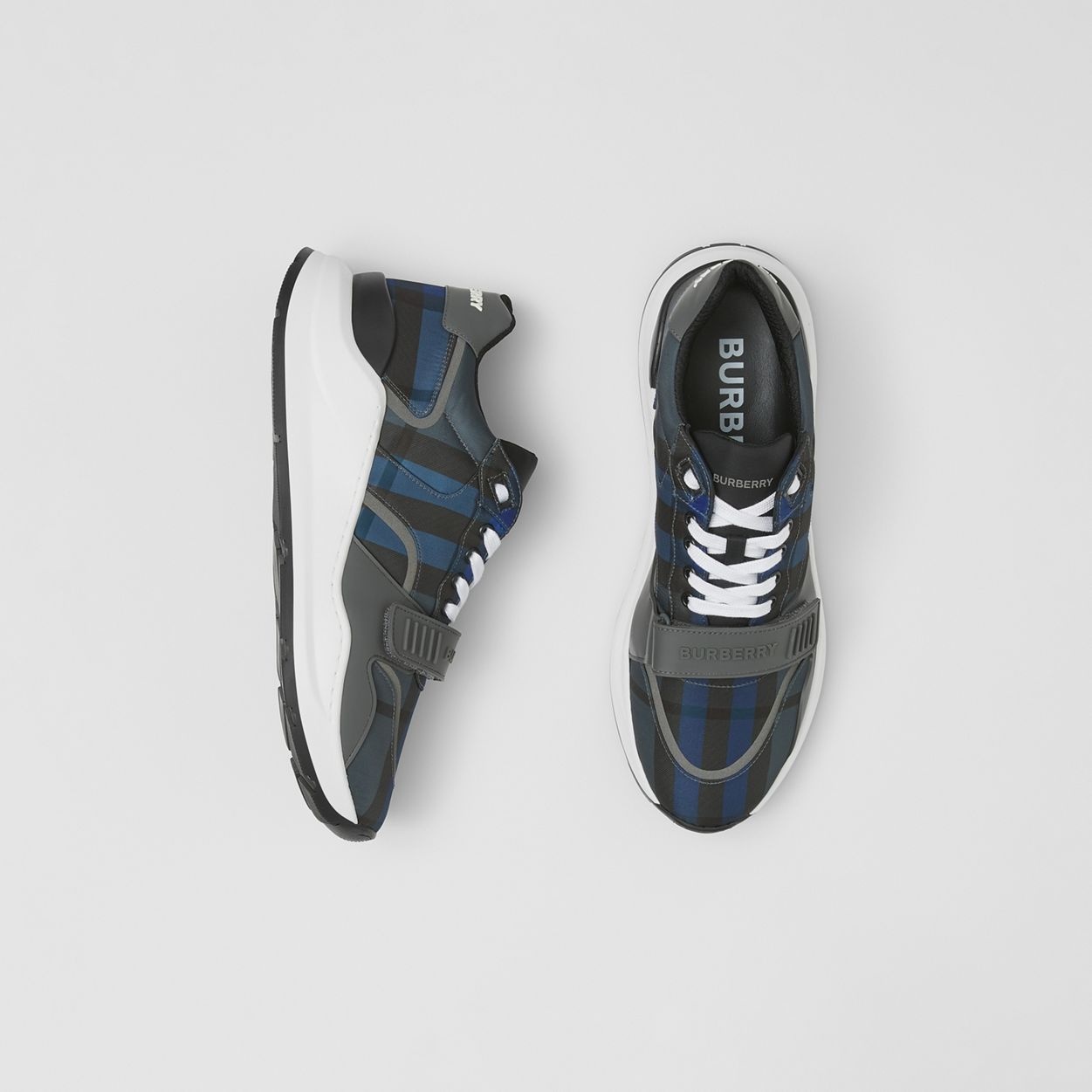 Check and Leather Sneakers - 6