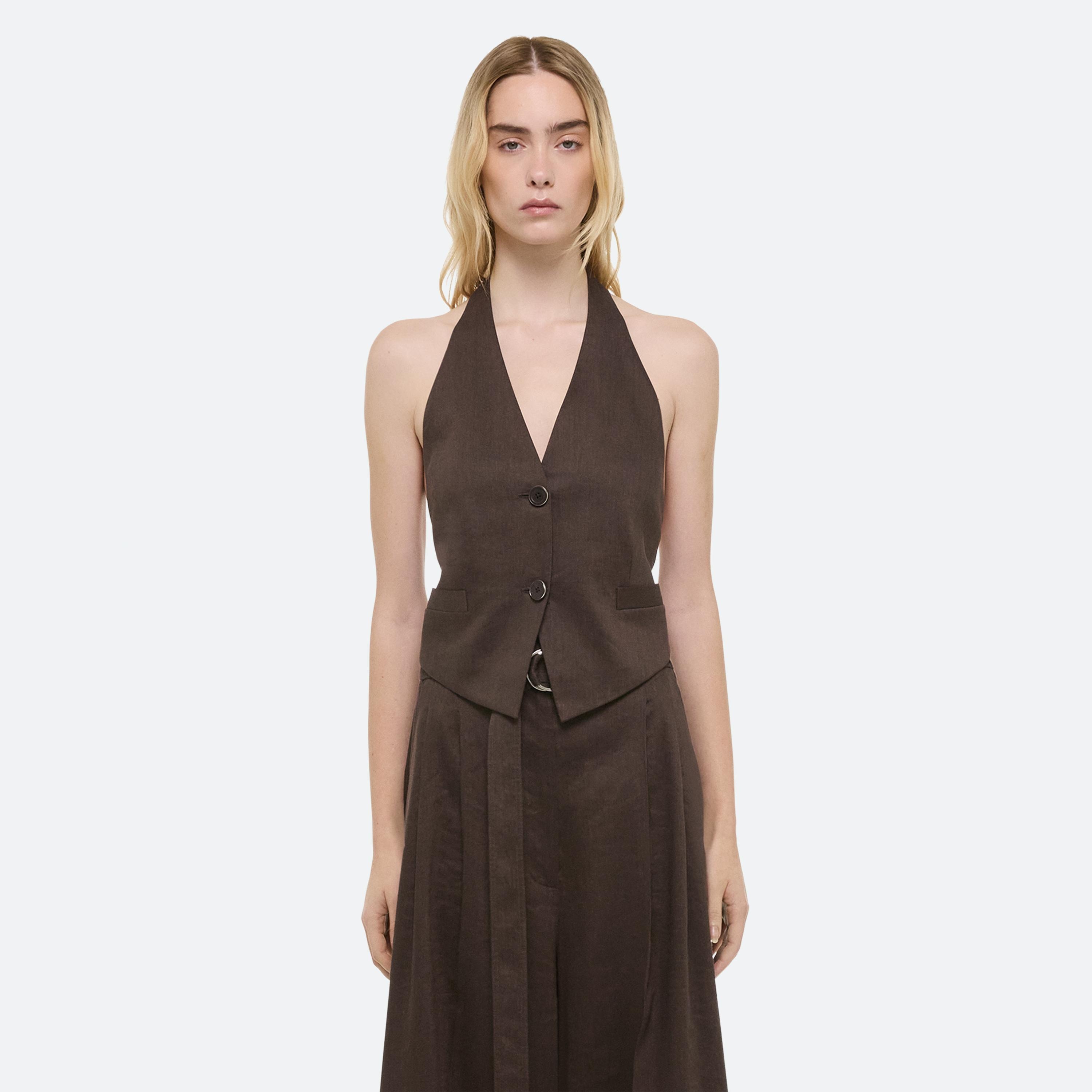 LINEN HALTER VEST - 3