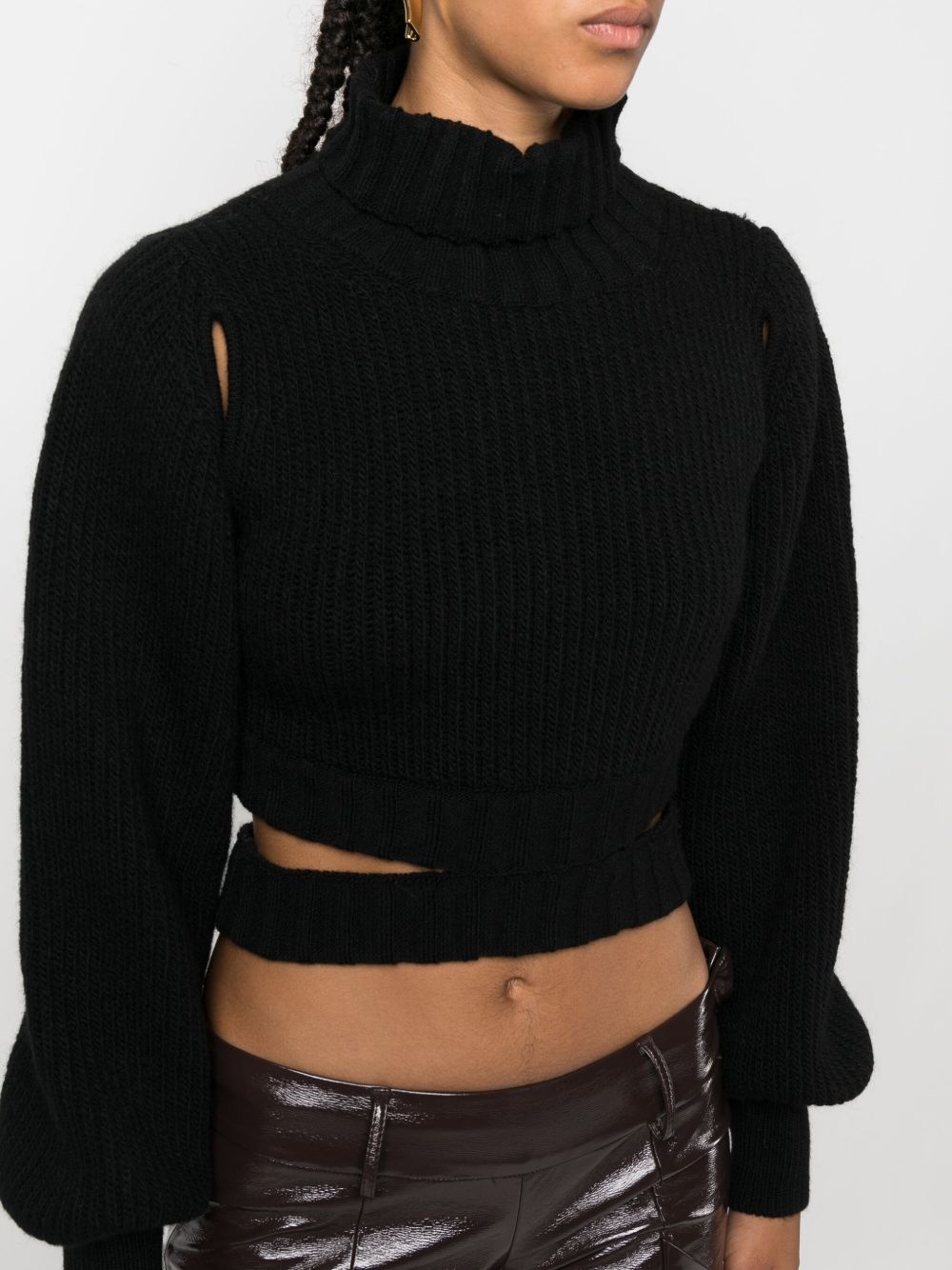 roll-neck cropped knit jumper - 5