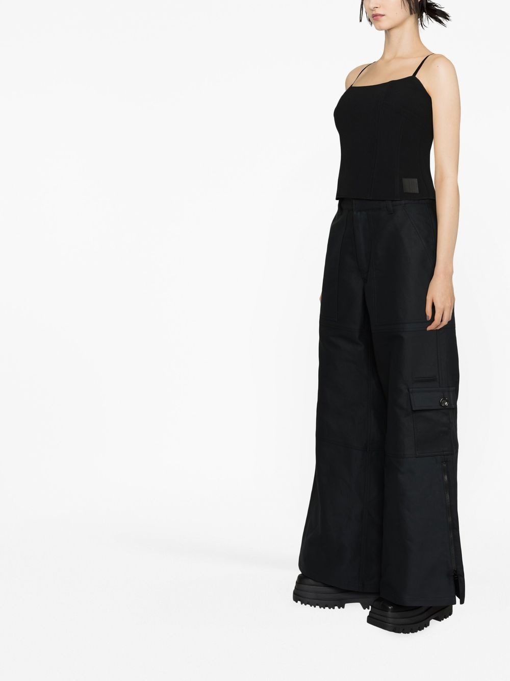 high-rise wide-leg cargo trousers - 4