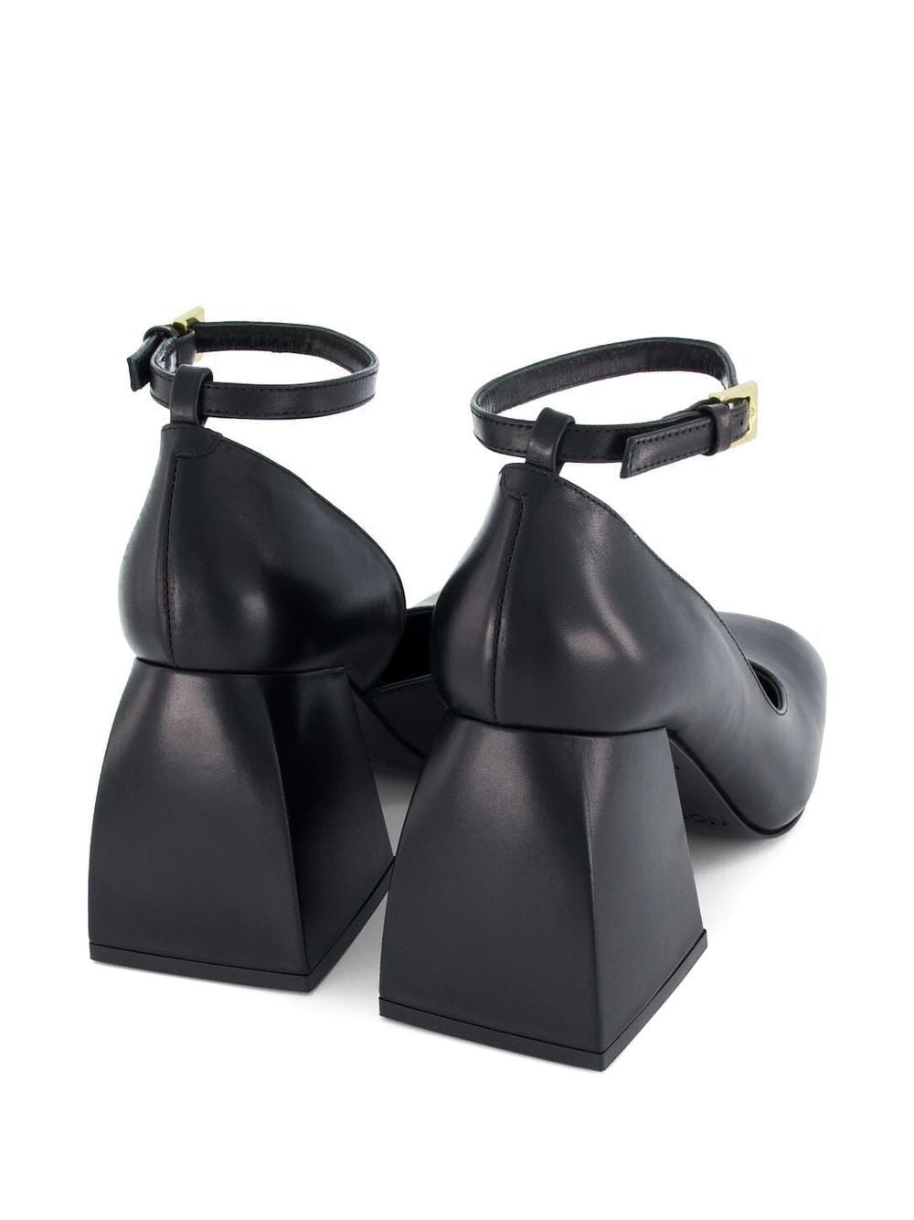 square-toe leather pumps - 3