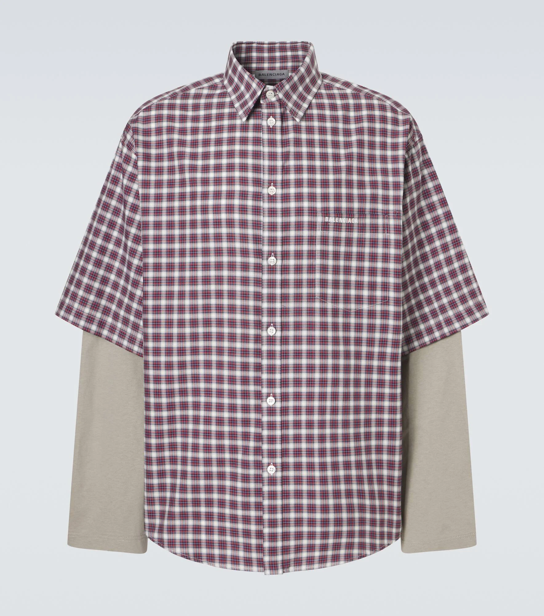 Layered checked cotton shirt - 1