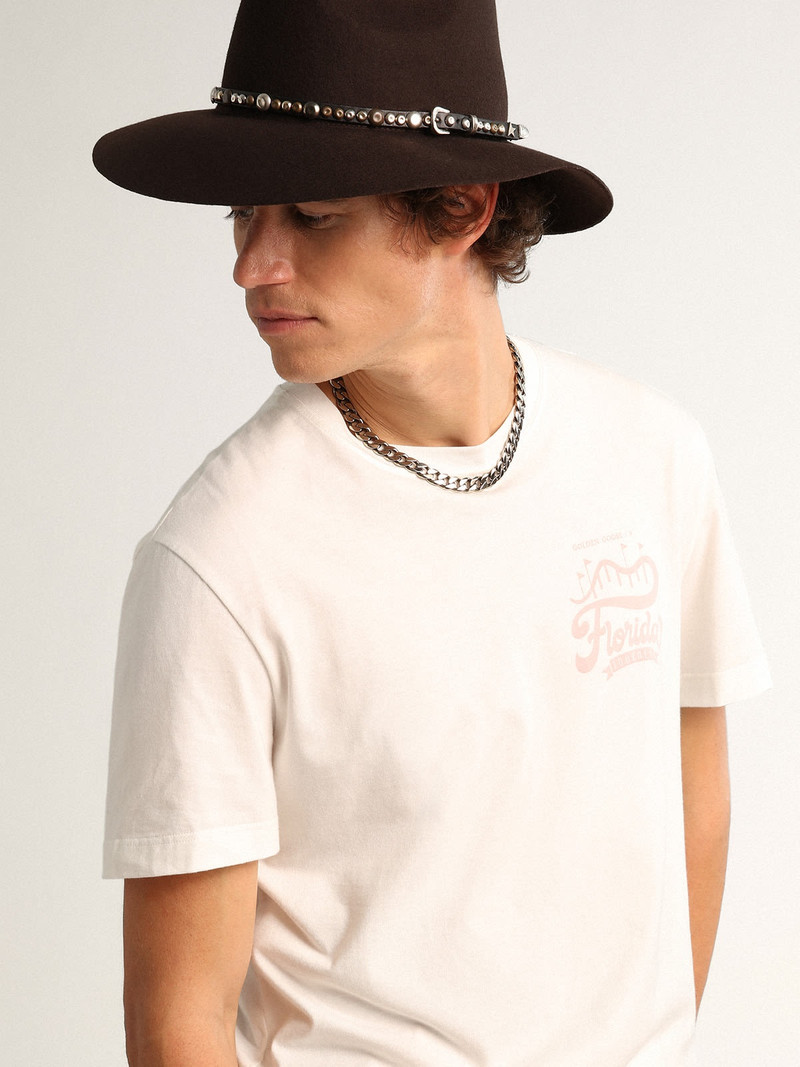 Golden Goose White Journey Collection T-shirt with lilac double print outlook