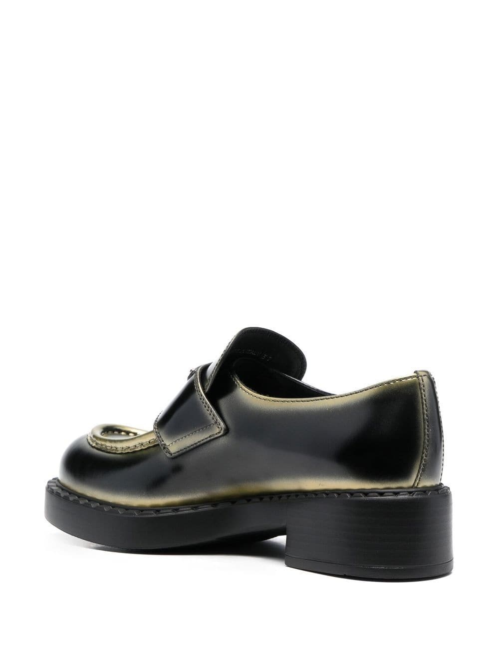 logo-plaque leather loafers - 3