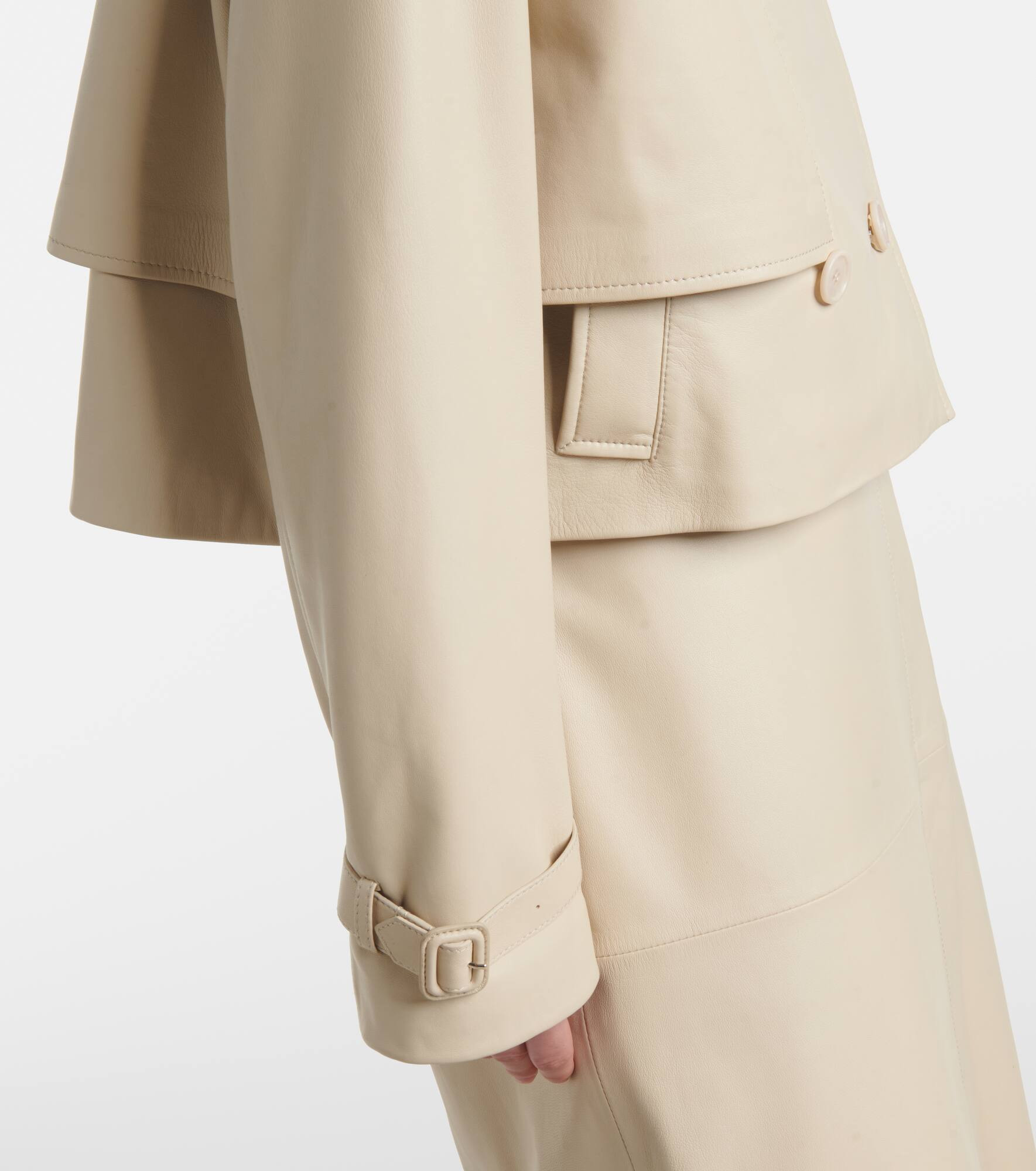 Cropped leather jacket - 5