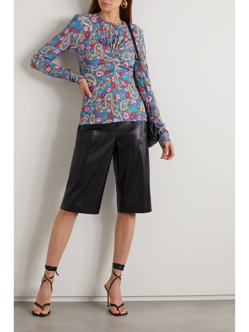 Isabel Marant Linazi Gathered Printed Jersey Top outlook