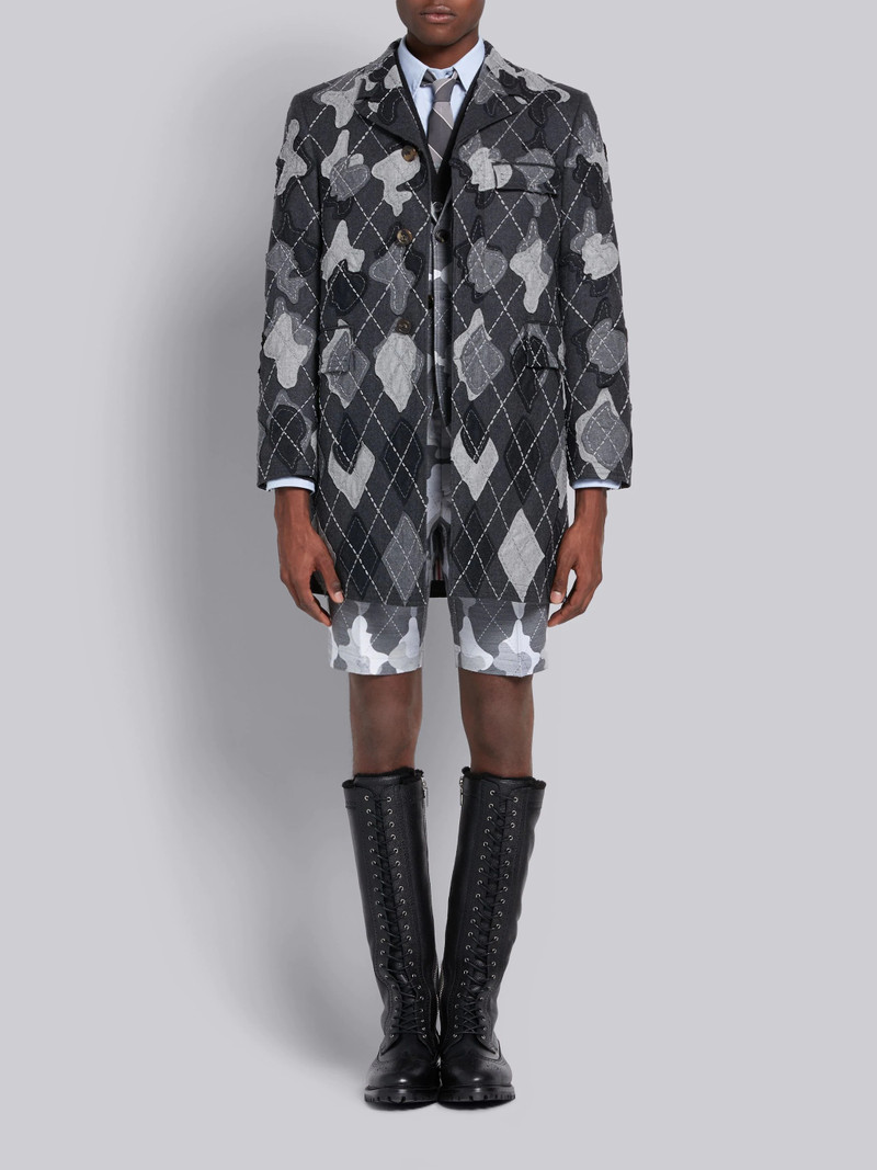 Medium Grey Wool Camo Argyle Chino Short 4