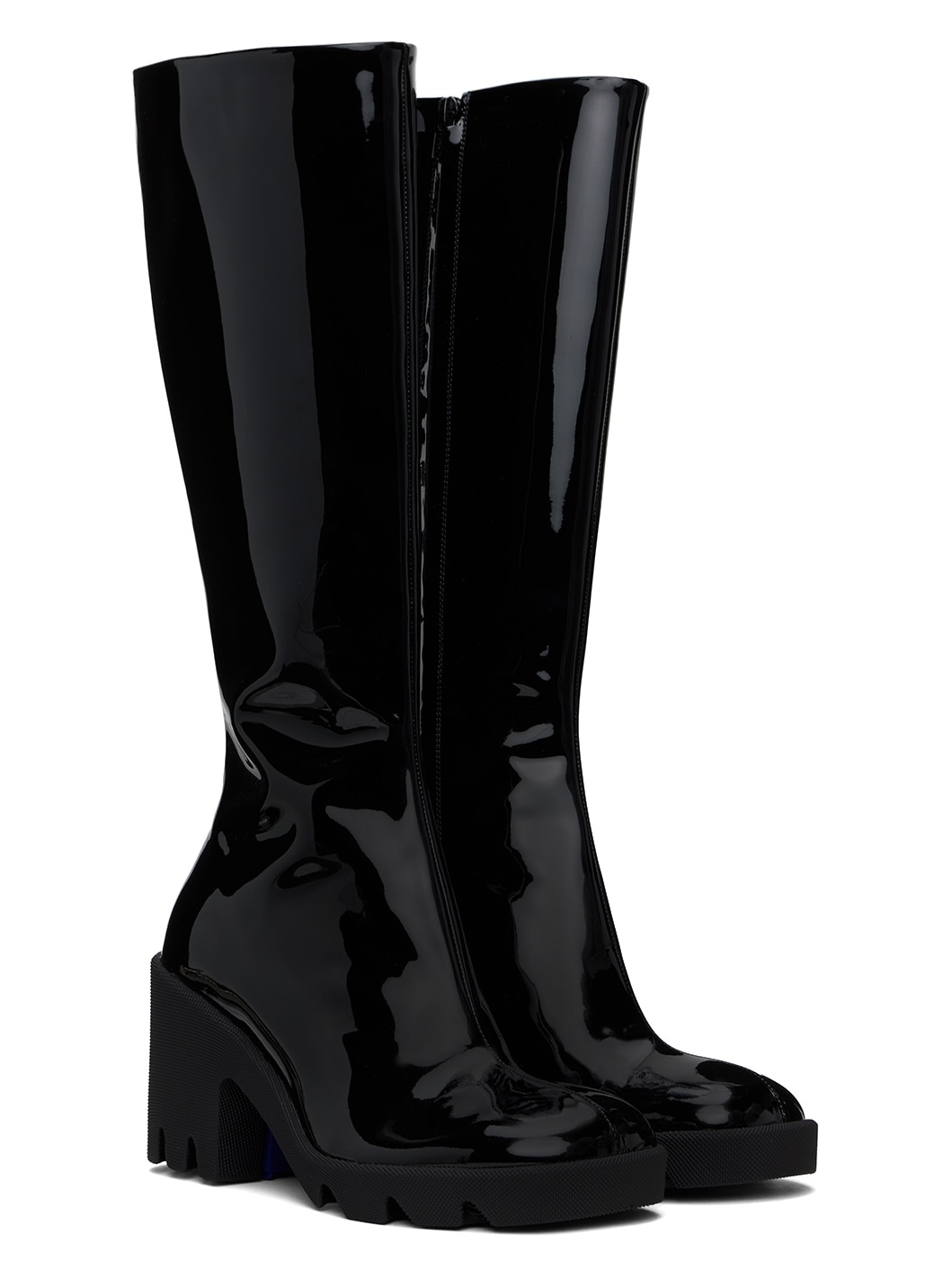 Black Leather Stride Boots - 4