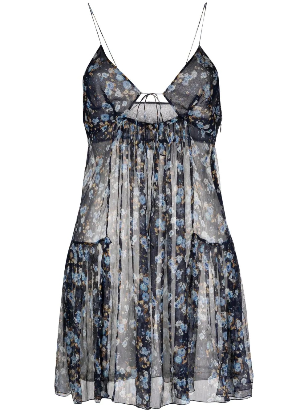 floral silk mini dress - 1