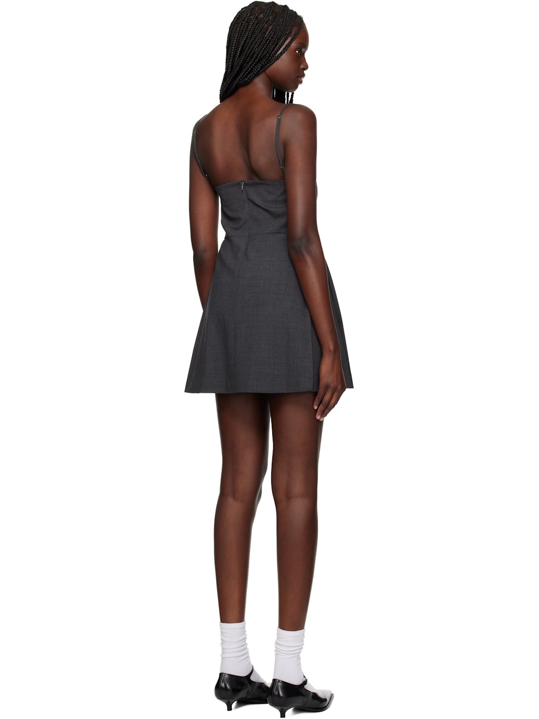 Gray Lace-Detail Wool Minidress - 3