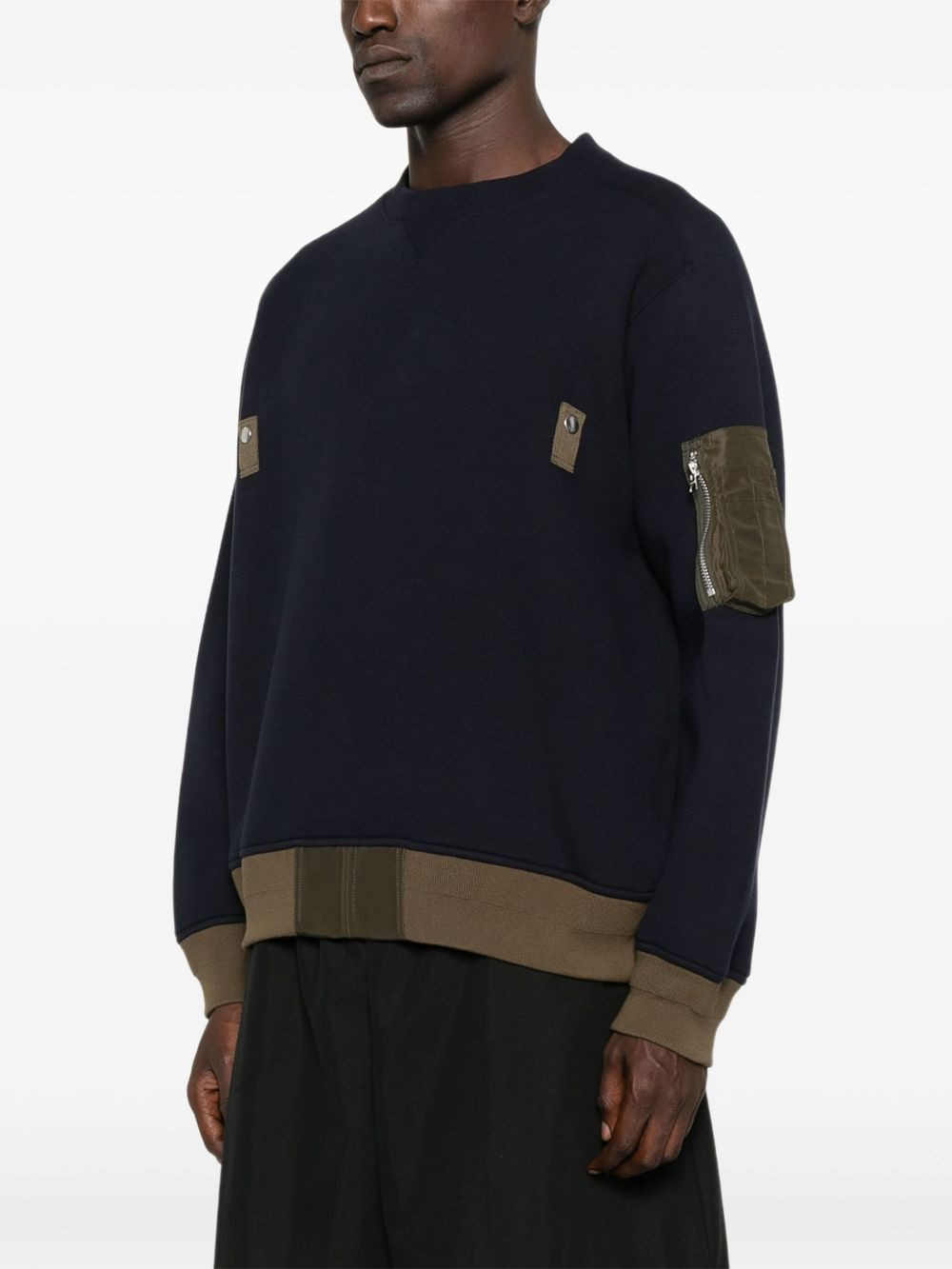 panelled zip-fastening sweater - 3