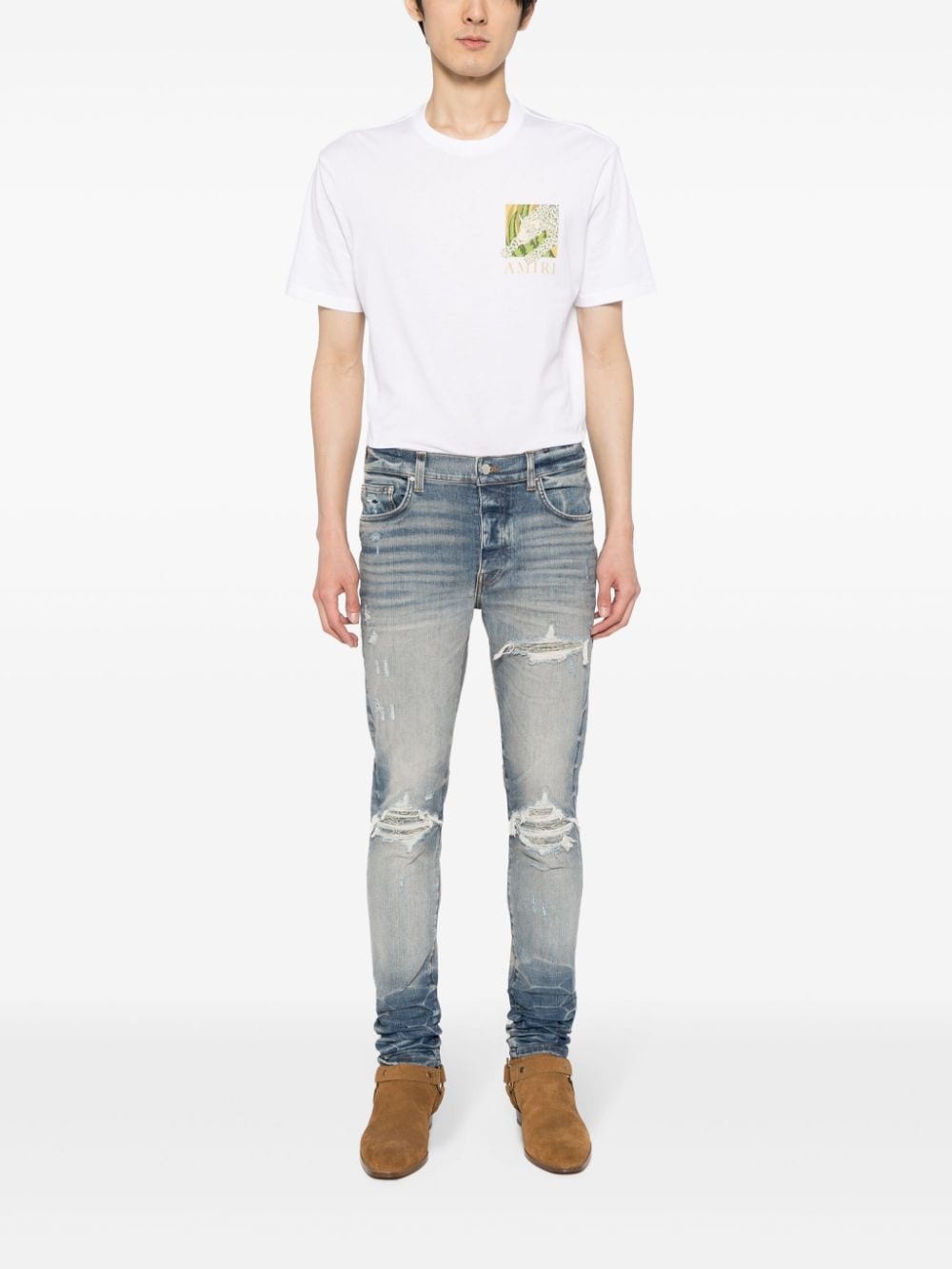 distressed slim-cut jeans - 2