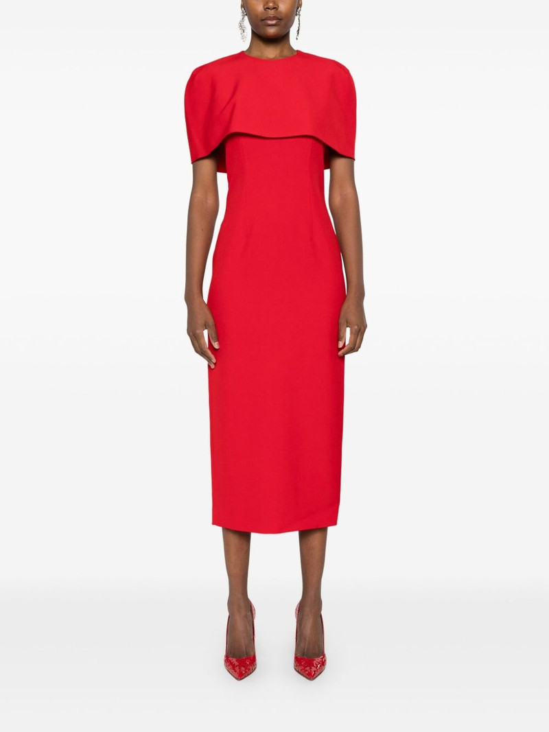 ROLAND MOURET cape-detail crepe midi dress outlook