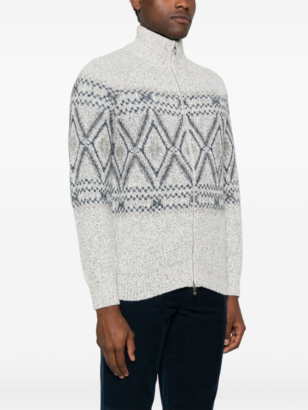 patterned-intarsia cardigan - 3