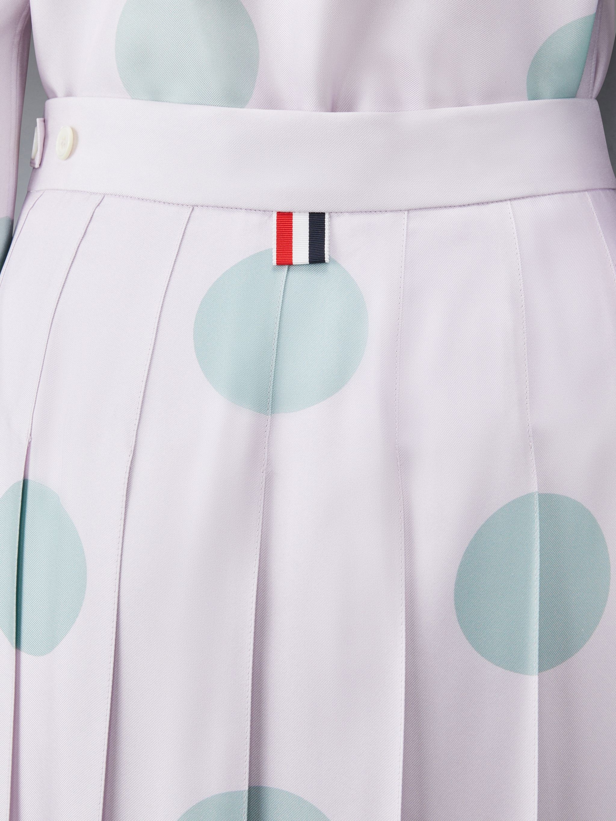 Silk Twill Polka Dot Classic Pleated Skirt - 6