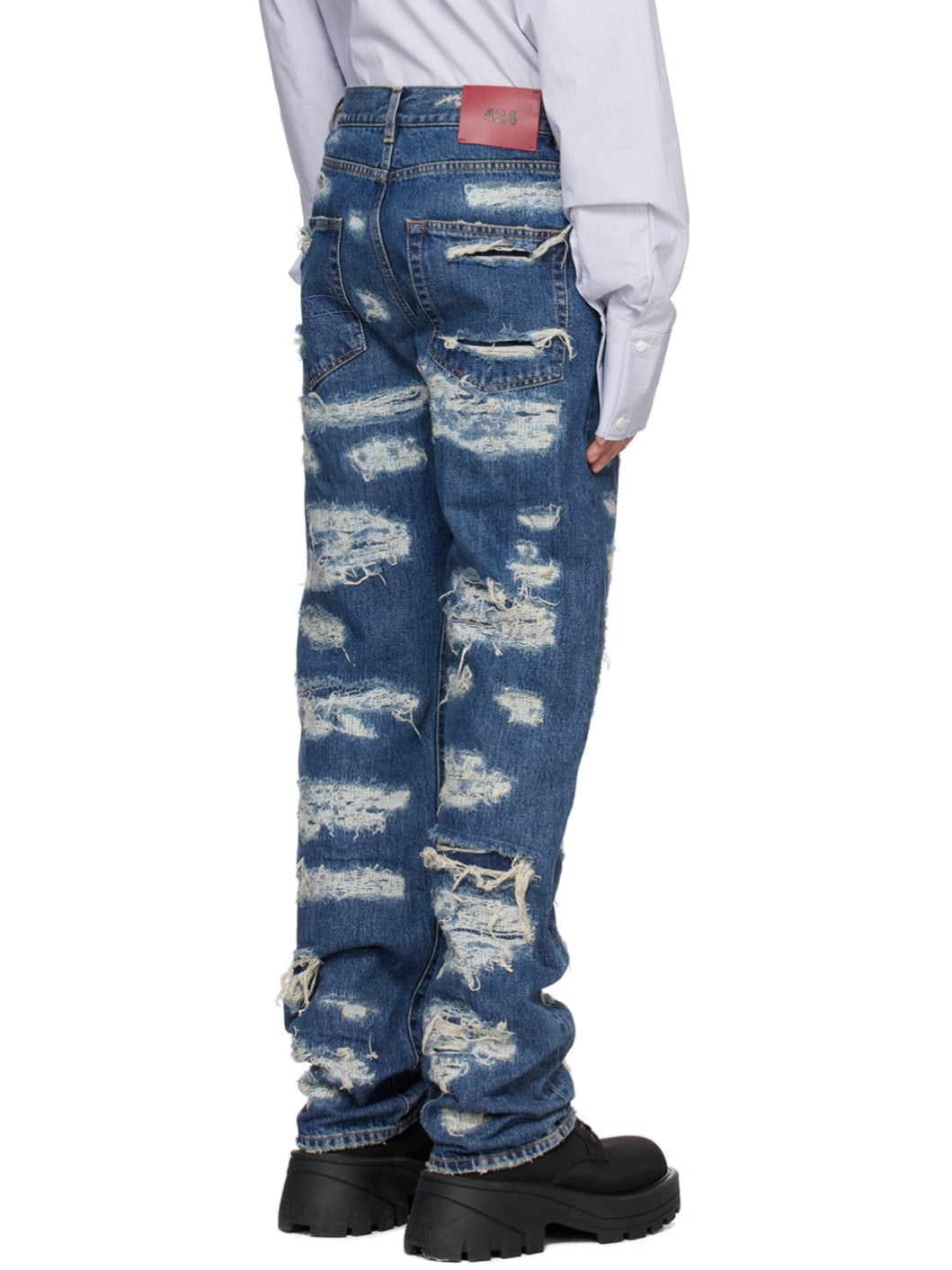 Blue Distressed Jeans - 3