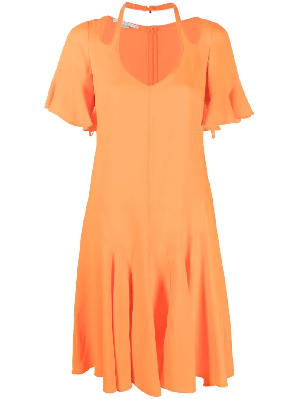 cut-out V-neck flared dress - 1