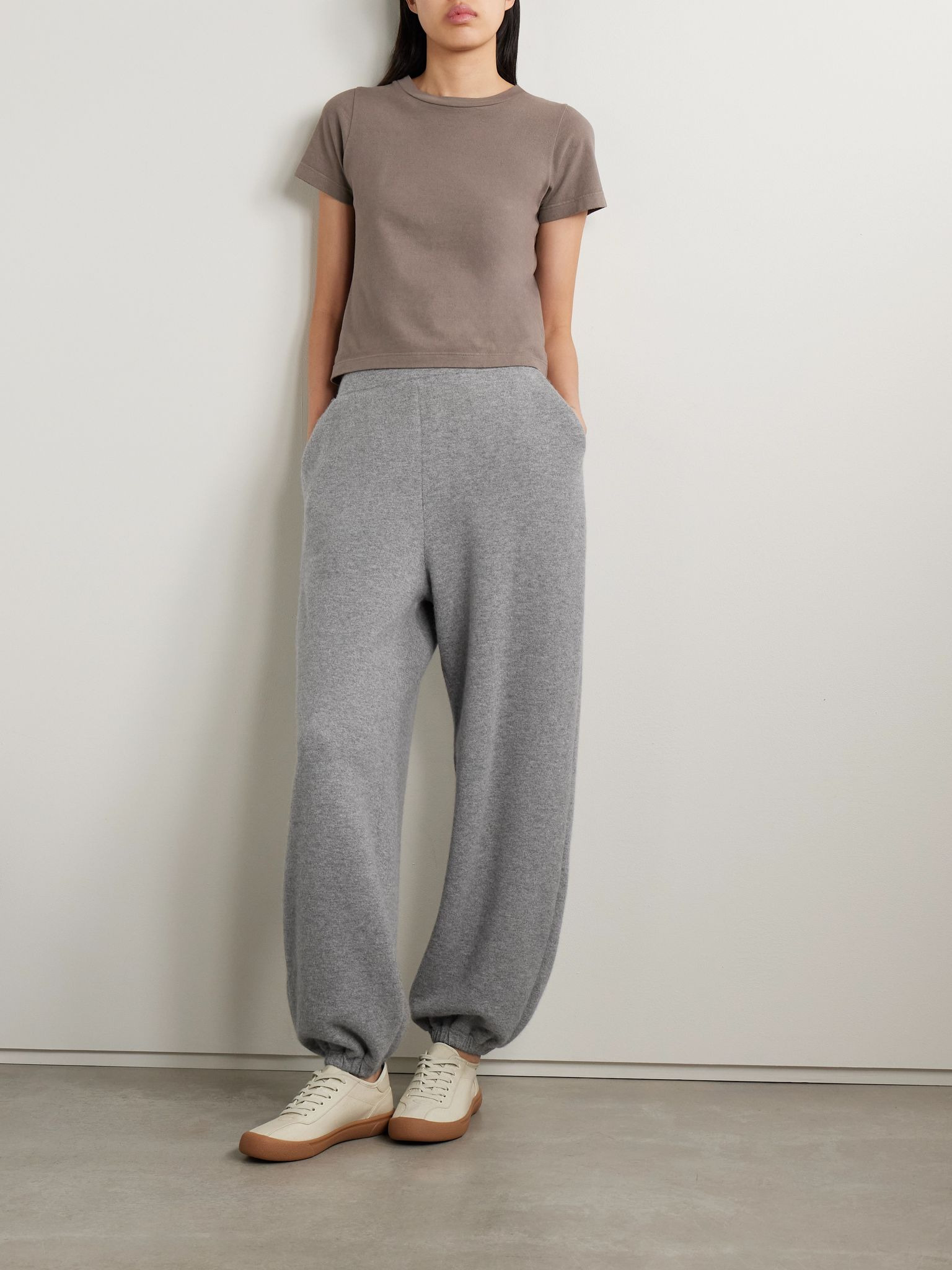 Liyana cashmere tapered track pants Light gray - 2
