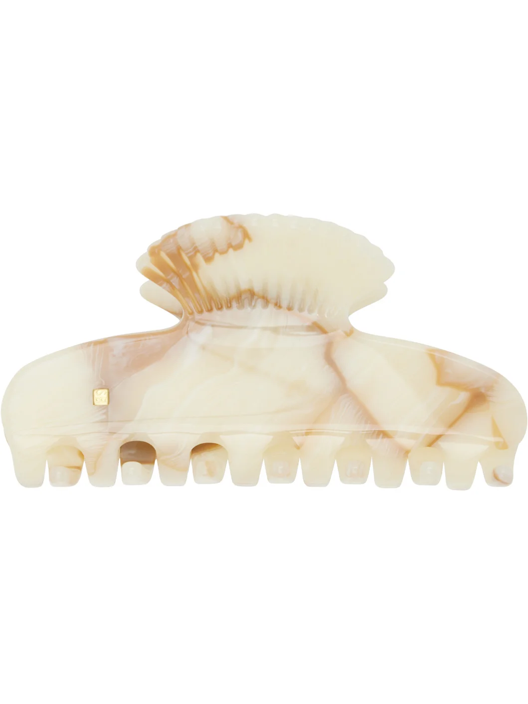 White Small Fan Shell Claw Hair Clip - 1