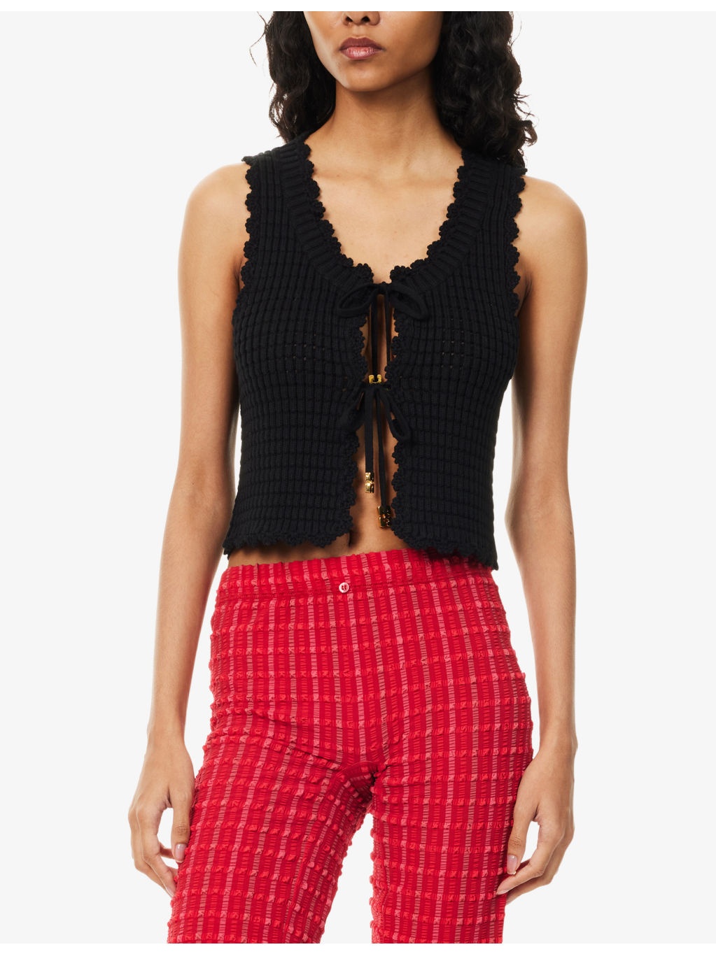 Textured-Knit Open-Front Knitted Cotton And Cashmere Top - 3