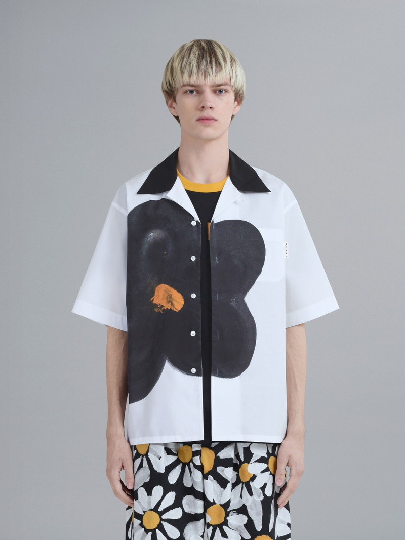 Marni BLACK DAISY PRINT BIO POPLIN BOWLING SHIRT outlook