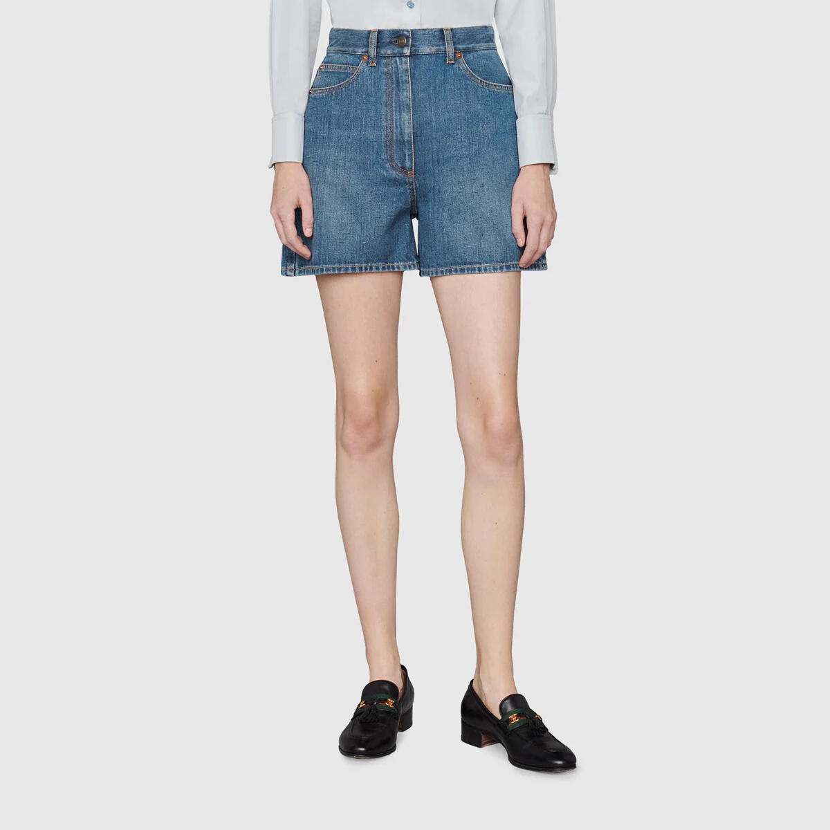 Denim shorts with Horsebit details - 3