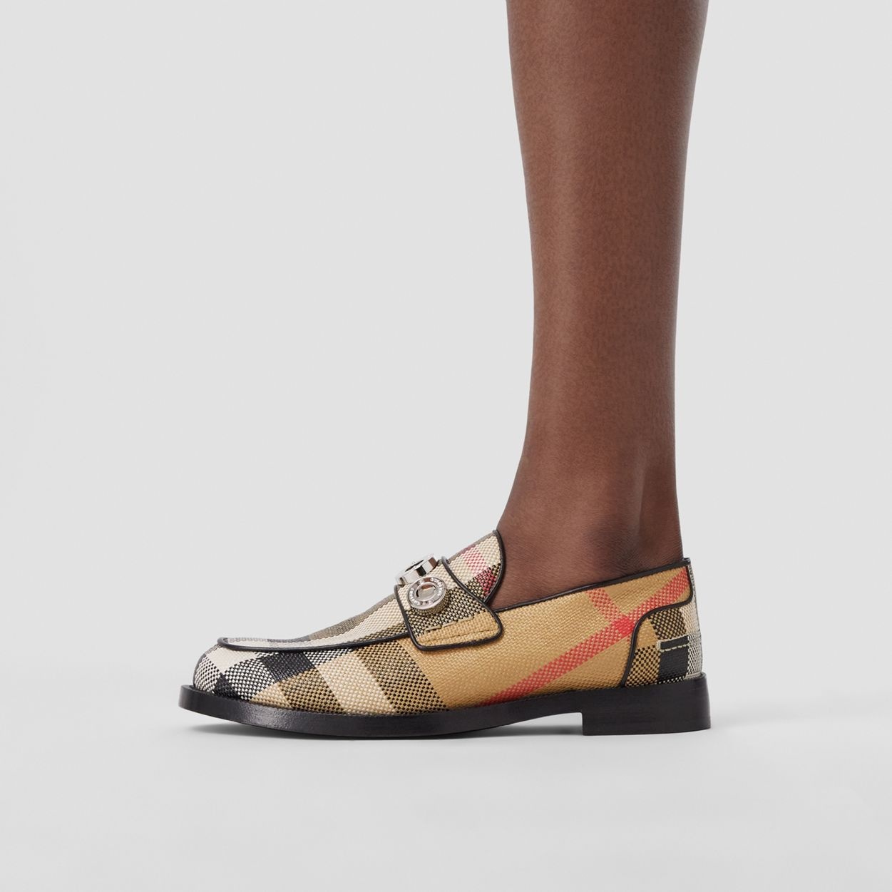 Logo Detail Check Nylon Loafers - 3