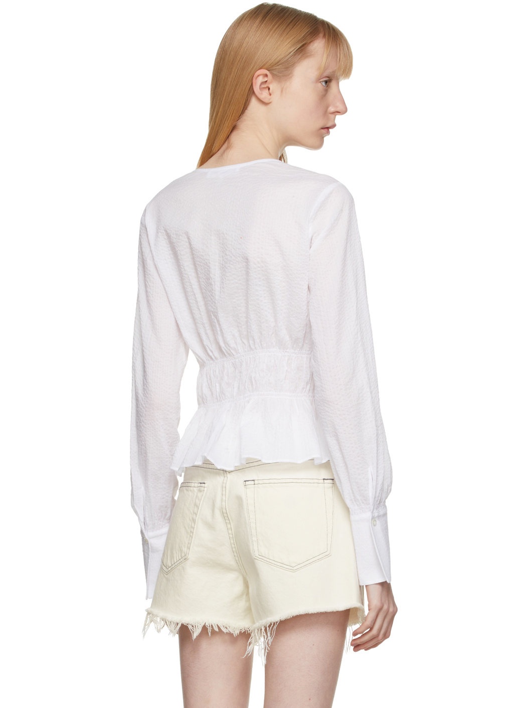 White Ruched Blouse - 3