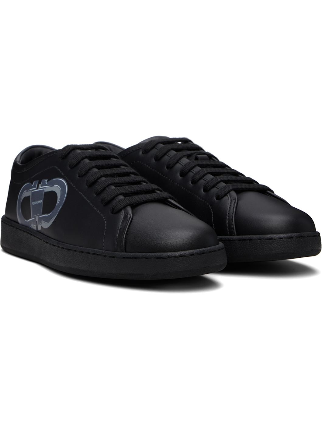 Black Double Gancini Sneakers - 4