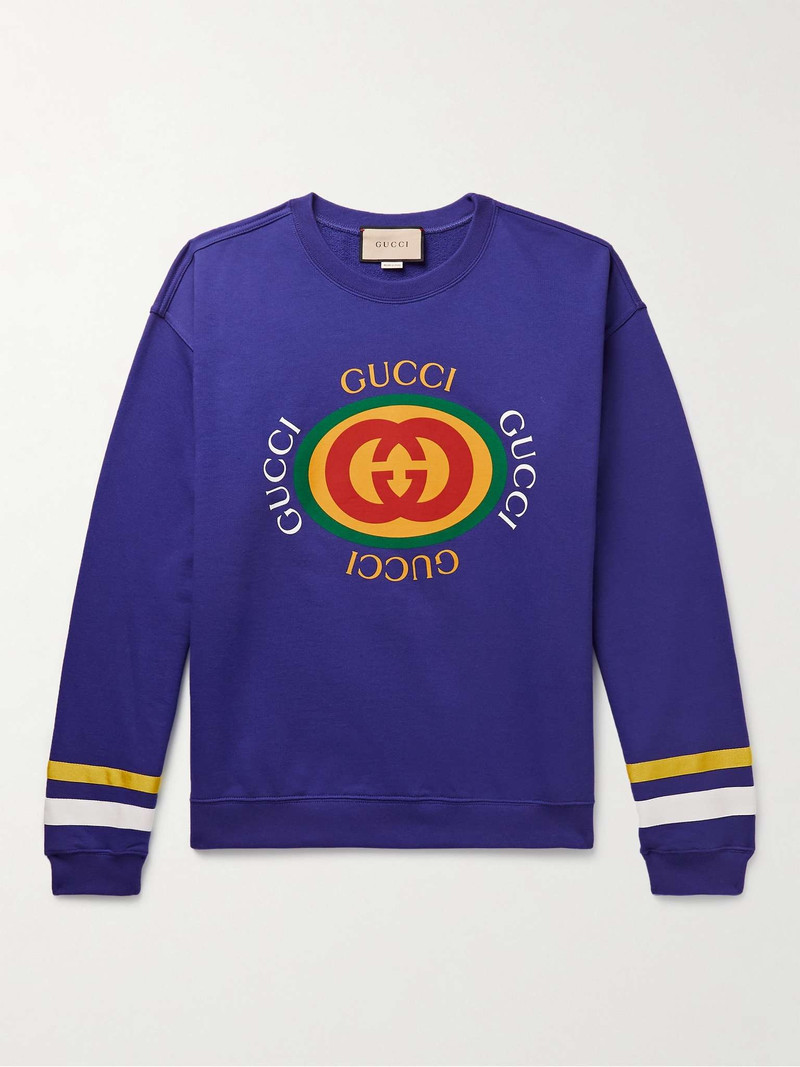 Striped Logo-Print Cotton-Blend Jersey Sweatshirt - 1