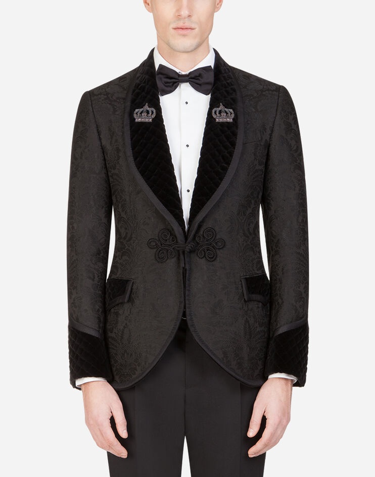 Jacquard tuxedo smoking jacket with patch - 1