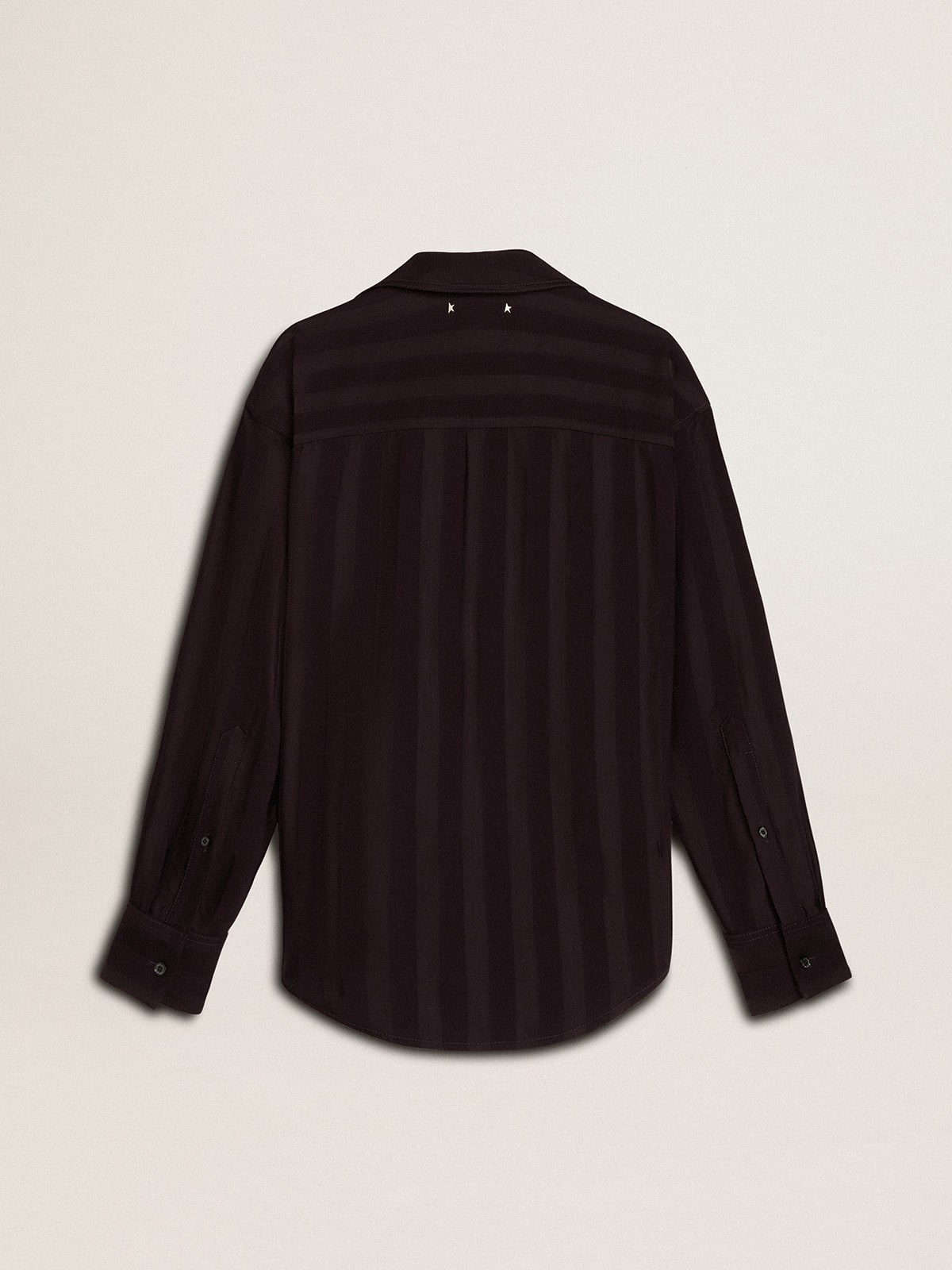 Women's black shirt with vertical stripes and side knot closure - 6