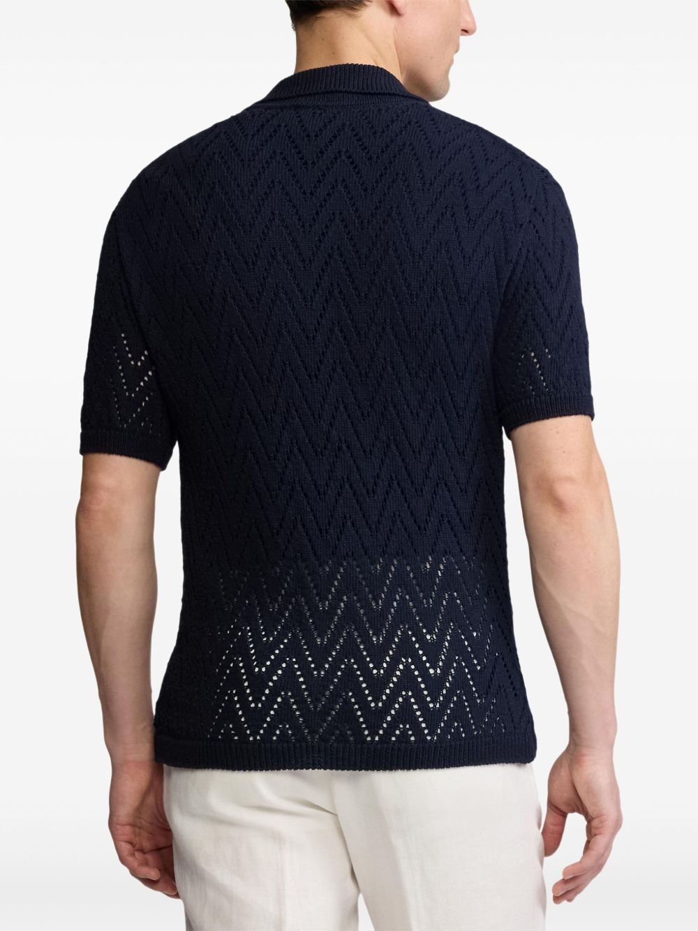 zigzag-knitted short-sleeve shirt - 5