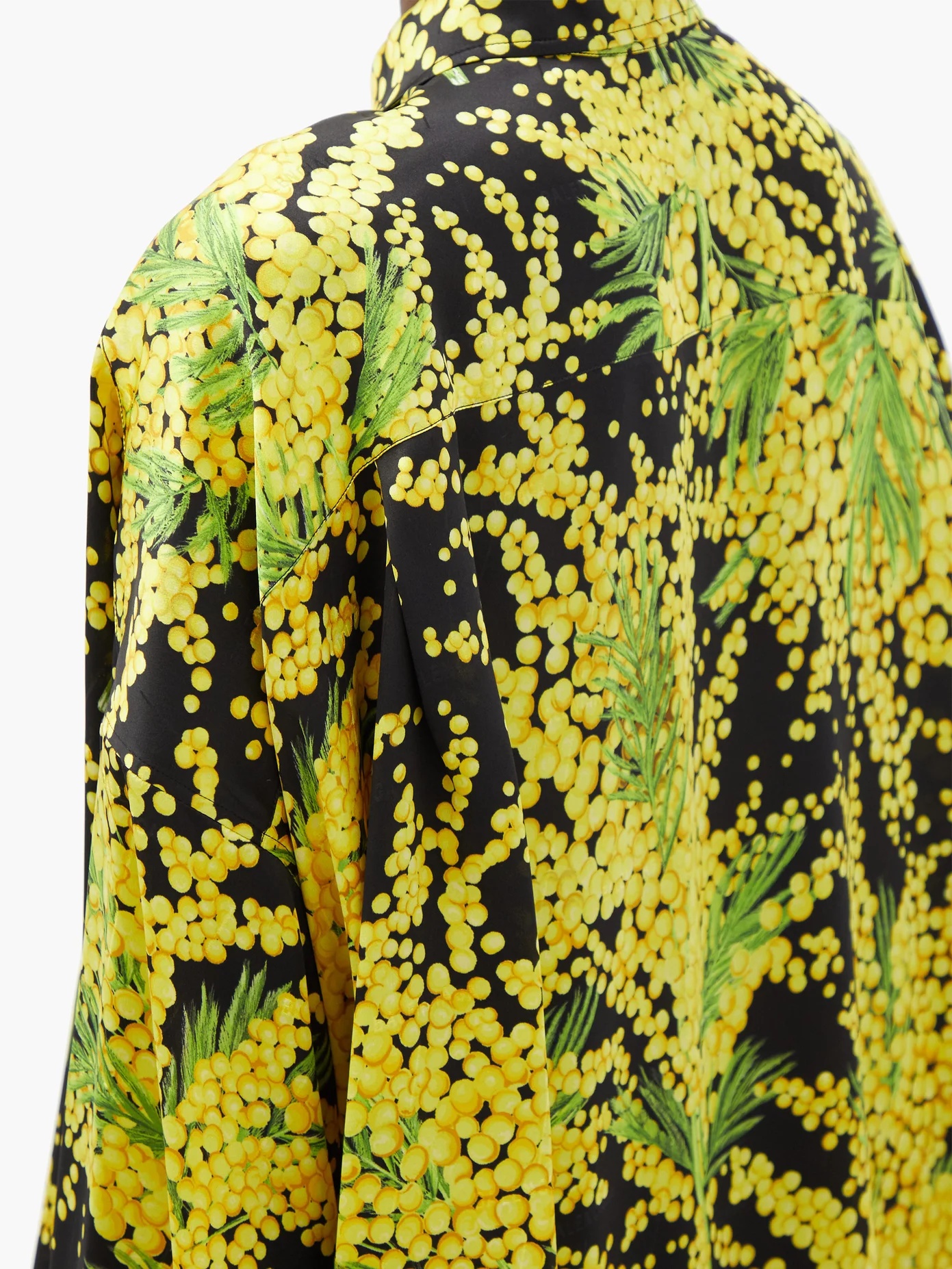 Floral-print oversized silk-faille shirt - 3