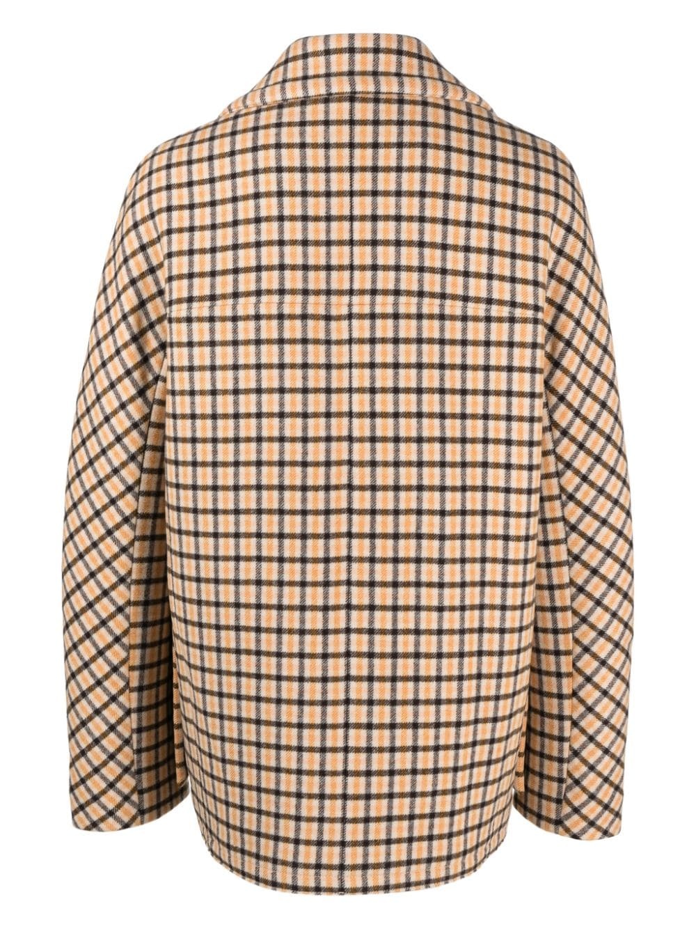check-pattern virgin-wool peacoat - 2
