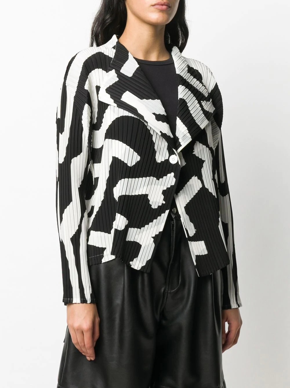 geometric print pleated jacket  - 3