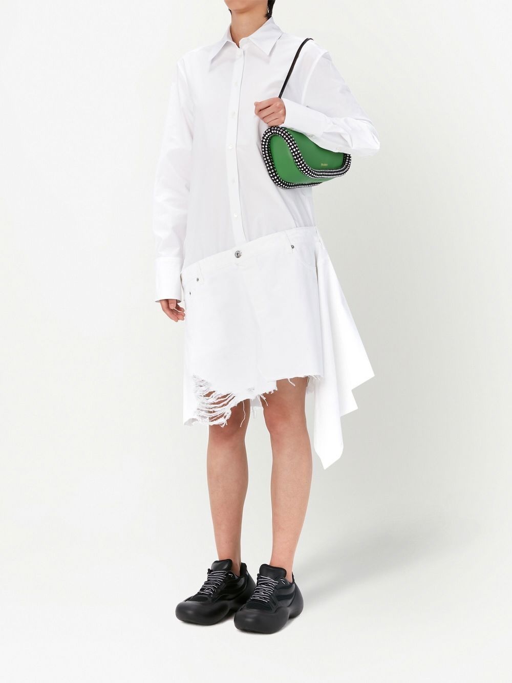 distressed-finish asymmetric shirtdress - 3