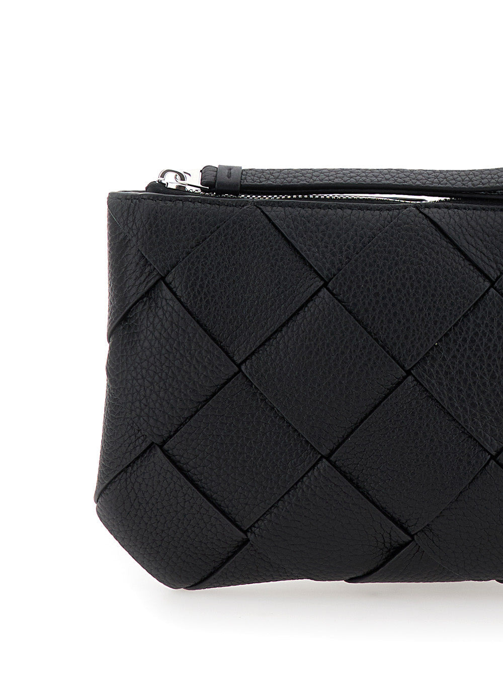 Bottega Veneta Men Black Medium Clutch With Intreccio Motif In Grained Leather Man - 5