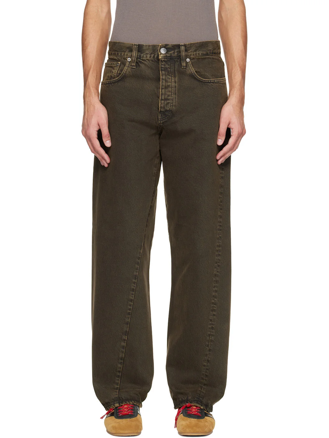 Brown Wide Twist Jeans - 1