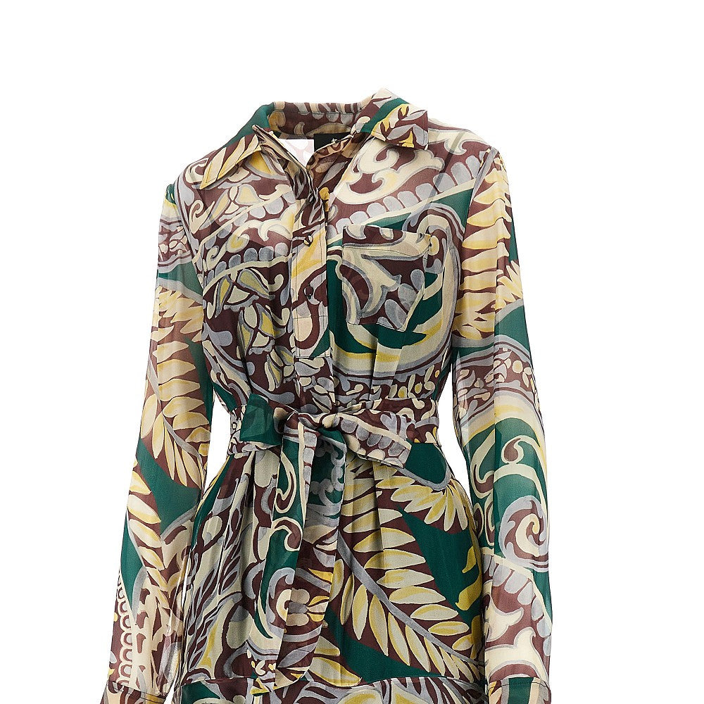 FLORAL PAISLEY SILK LONG DRESS - 2