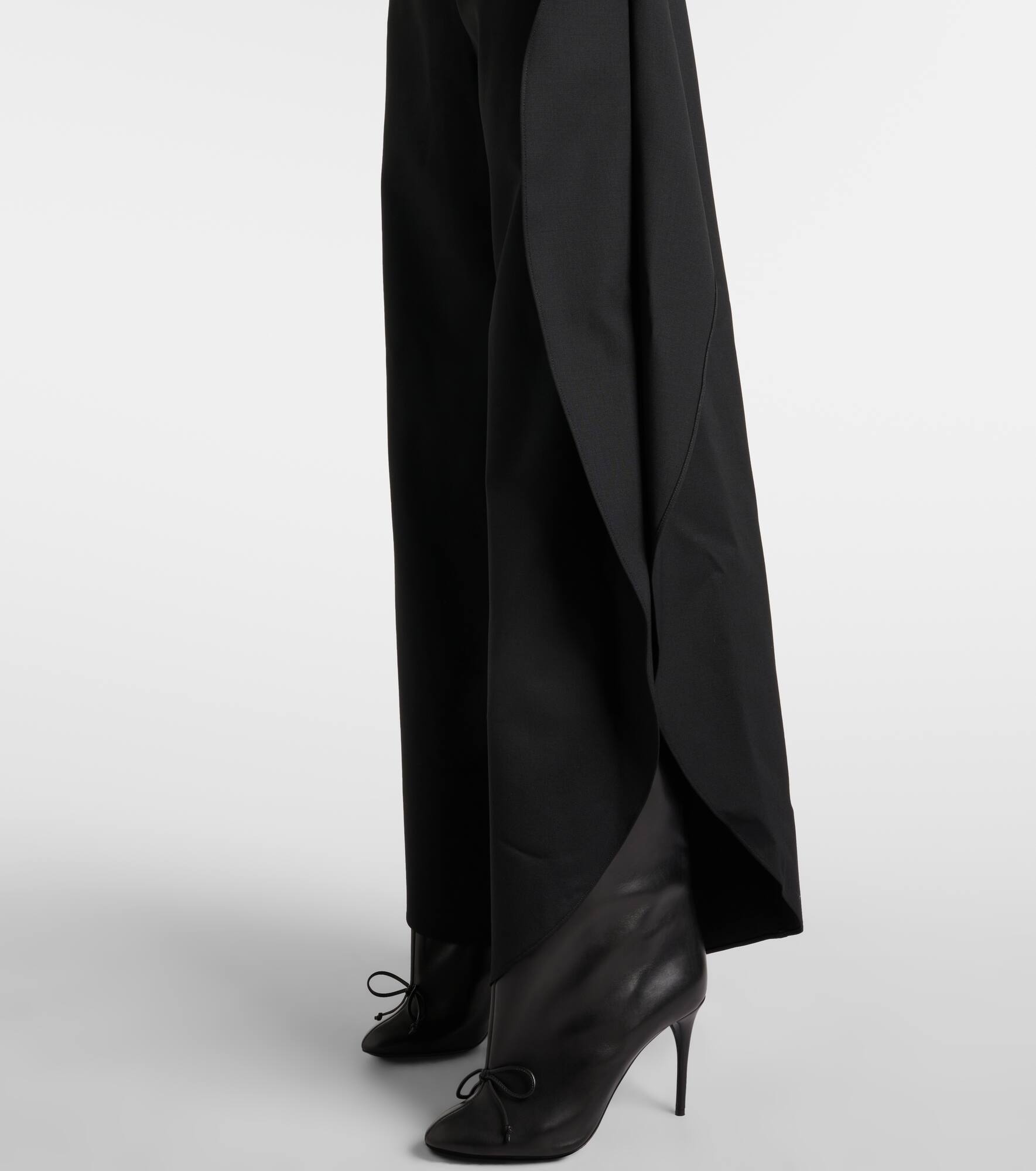 Caped wool wide-leg pants - 5