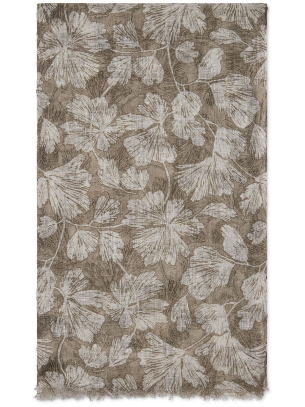 floral-print linen scarf - 1
