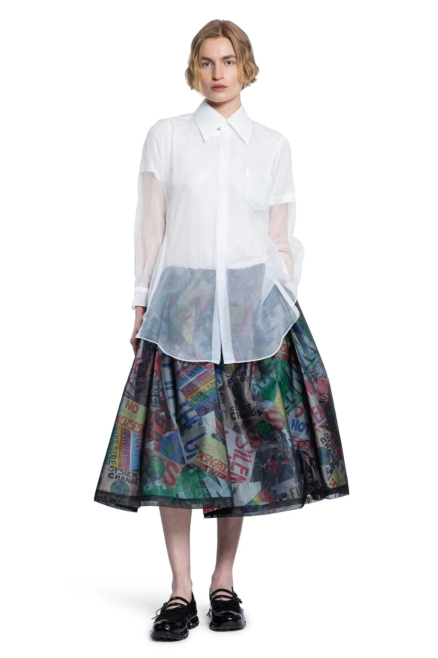 Layered-Wool-Mesh-And-Tulle-Shirt - 4