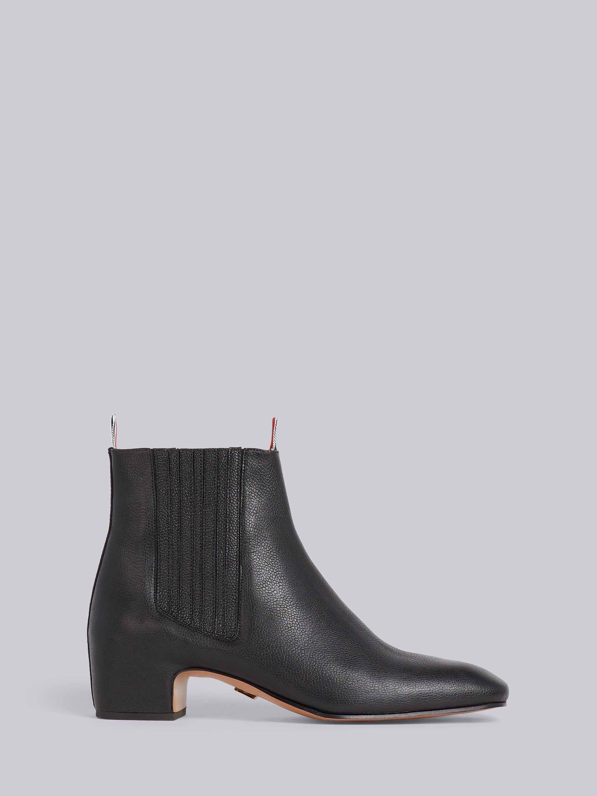 Black Pebbled Calfskin Block Heel Chelsea Boot - 1