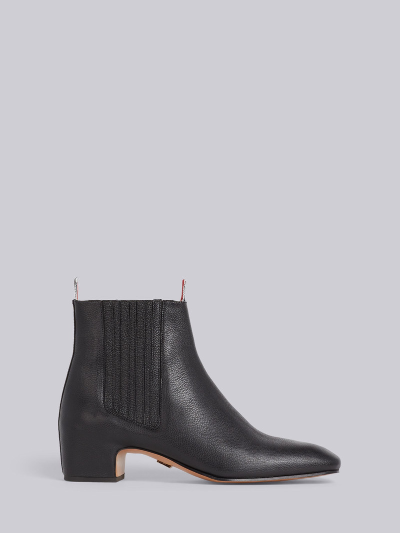 Black Pebbled Calfskin Block Heel Chelsea Boot 1