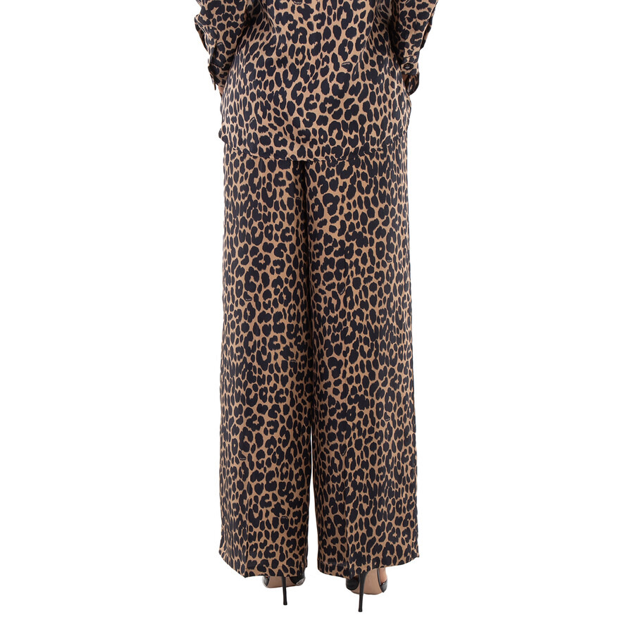 Max Mara Ghinea Leopard Silk Wide-Leg Pants - 5