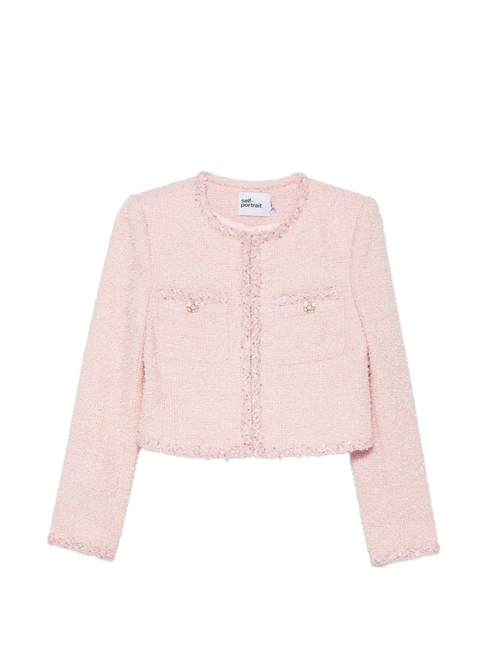 sequin-embellished cropped tweed jacket - 1